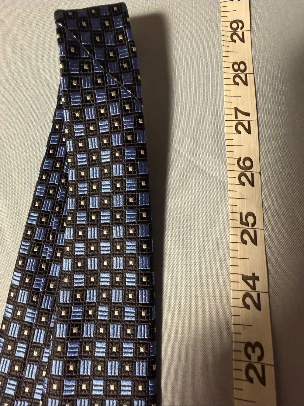 Fabio Fabio Classic Blue and Black Geometric Men's Tie. Hand made pure silk